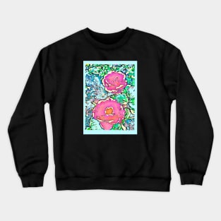 Roses with dotted border Crewneck Sweatshirt